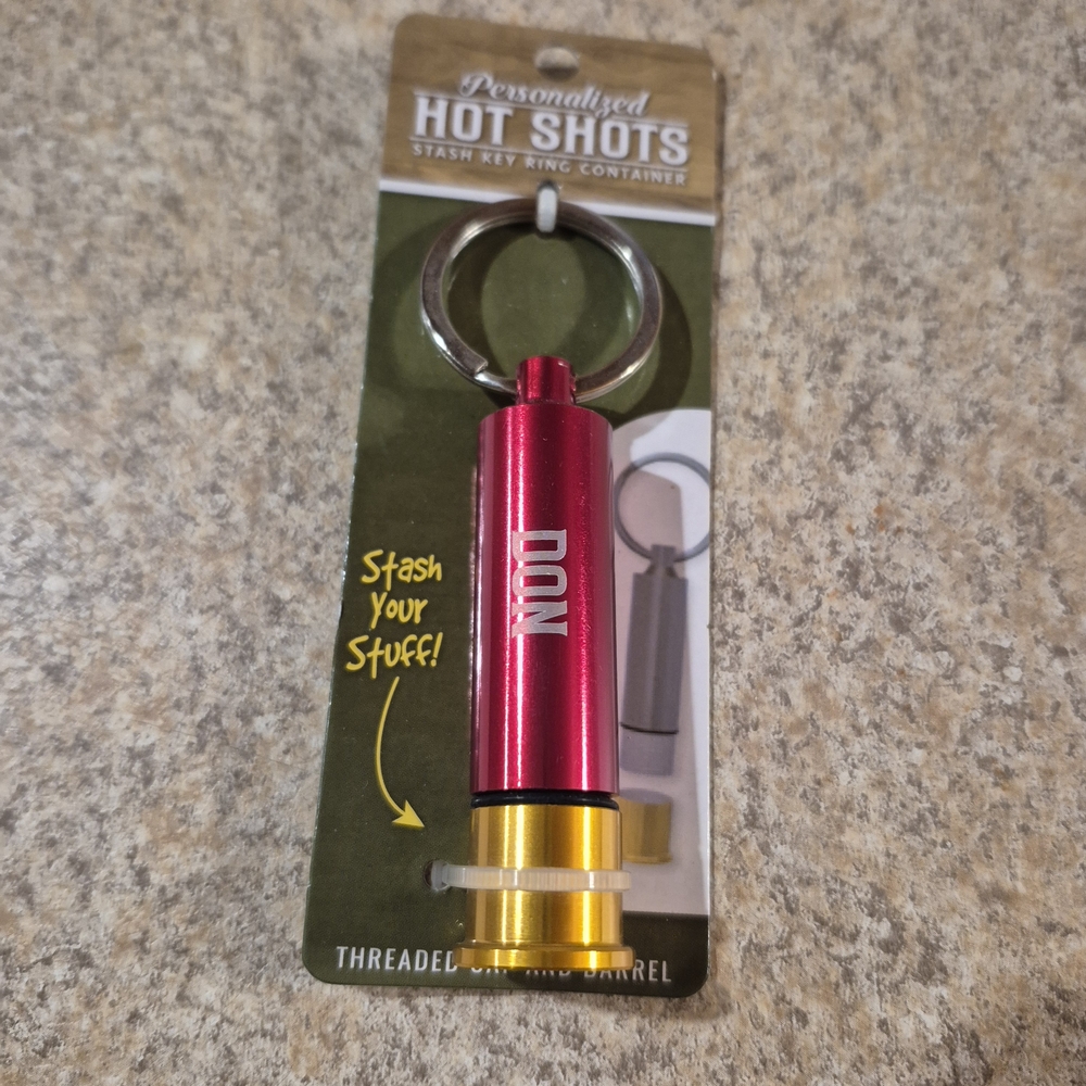 Red and Gold Keychain Stash Container - Picture 3 of 5